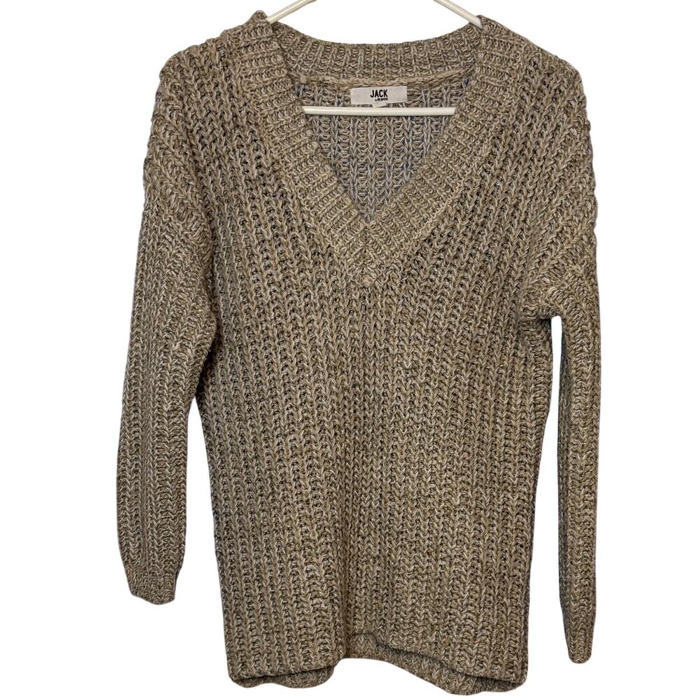 Jack by BB Dakota Chunky Knit Sweater Women’s Medium Tan V-Neck Cozy
